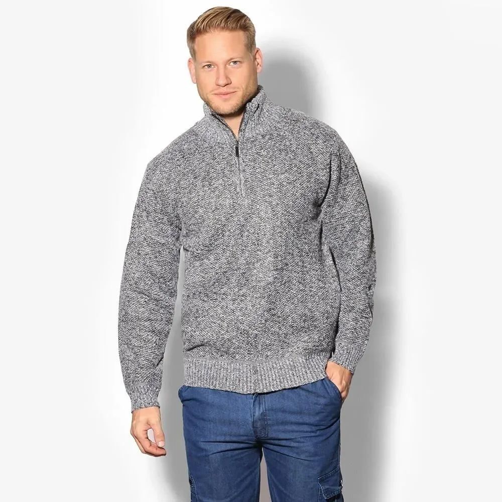 CHAPS Men's Gray Textured Quarter‑Zip Sweater Size XXl